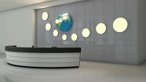 LED-Flächenlicht Module Frameless RGB-W als Wandleuchten in einer Empfangshalle