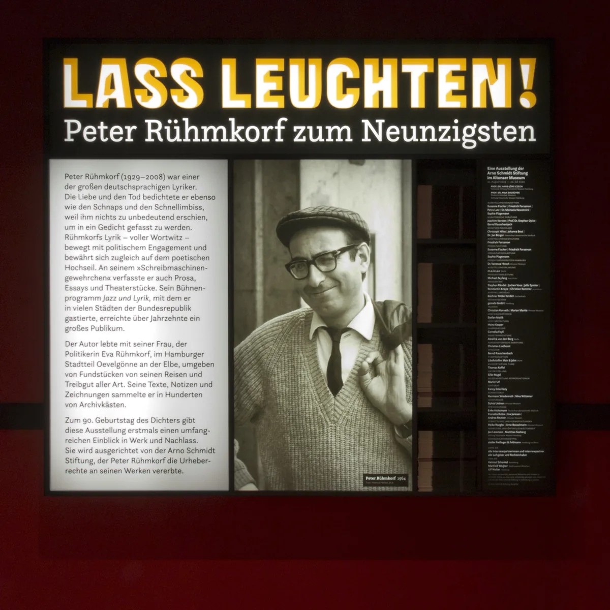 Lass Leuchten, Peter Rühmkorf, Altonaer Museum Hamburg, Frameless mit Bild- und Textdruck, Foto molitor GmbH, Jochen Voos