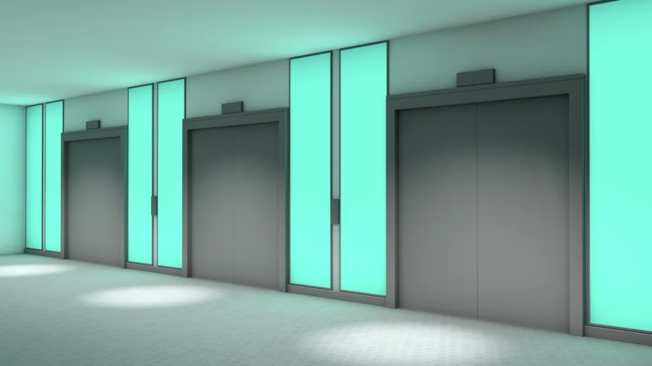LED-Flächenlicht RGB im Sonderrahmen, türkis leuchtende Elemente